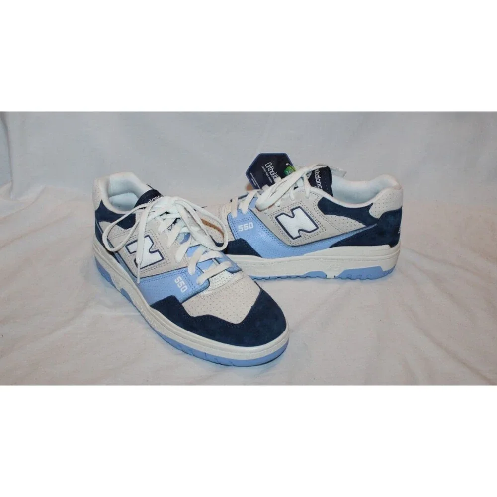 New Balance 550 Men's White Blue Grey Suede Leather Athletic Sneakers NEW 10.5